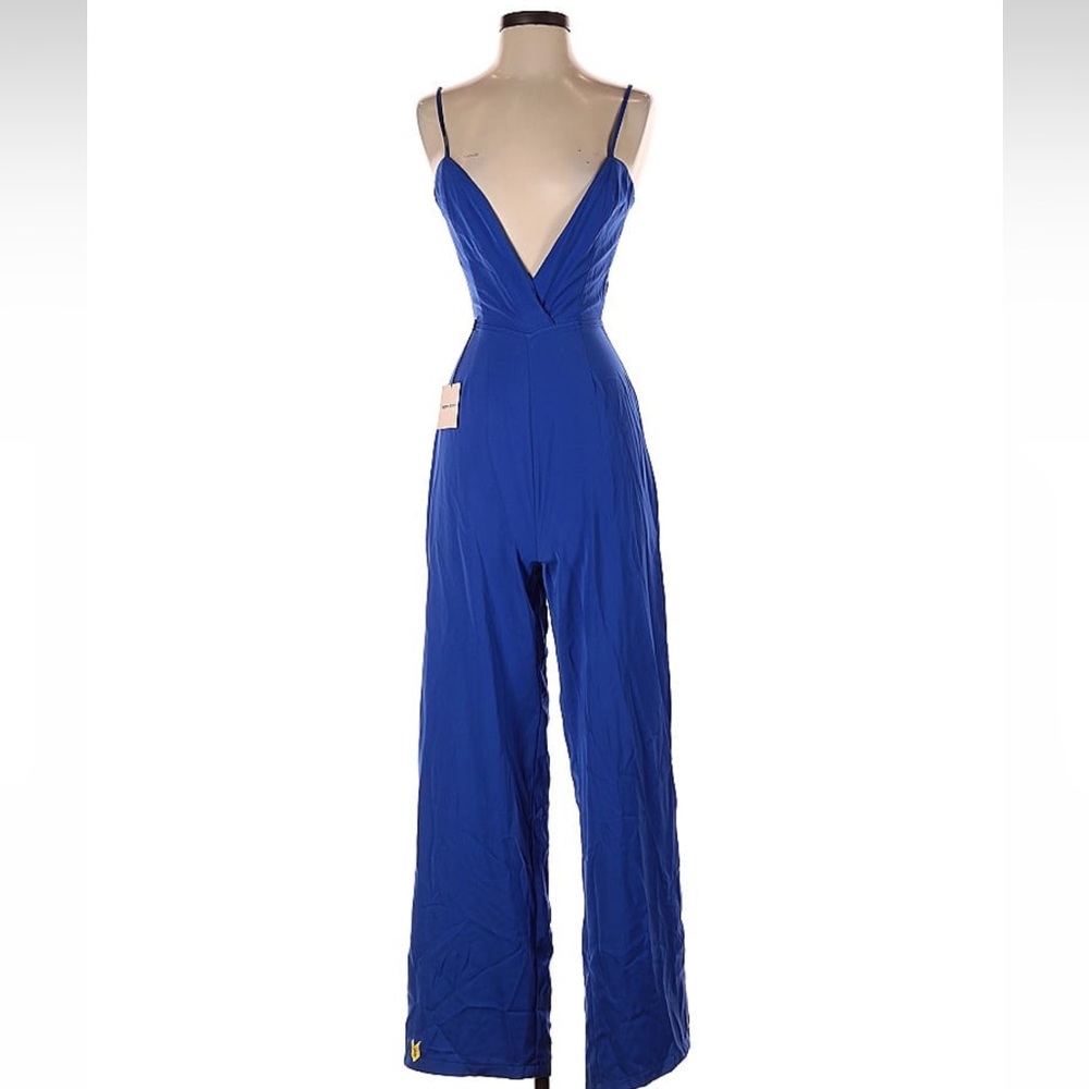 REVOLVE Superdown Jumpsuit Backless Cobalt Blue Wide Leg Sexy Bodycon NWT